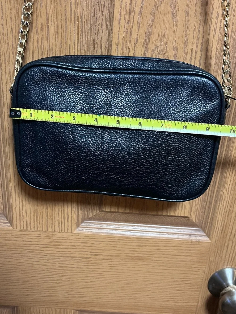 Michael Kors Black Pebbled Leather Crossbody with Gold Chain Strap